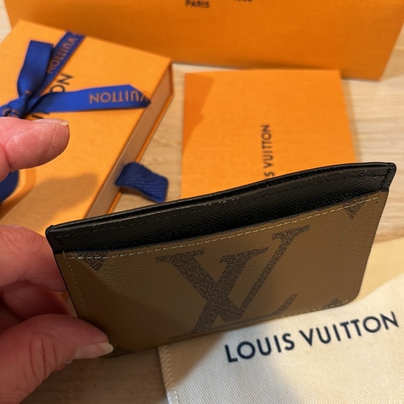 Louis Vuitton side up card holder LVmonogram black Other side large LV tan/taupe - Picture 6 of 10